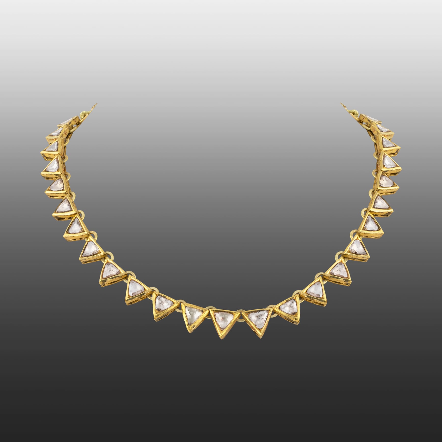 Sharp Cut Triangular Linear Uncut Diamond Polki Necklace